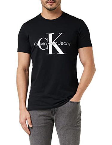 Calvin Klein Herren T-Shirt Kurzarm Core Monologo Slim Fit, Blau (Night Sky), im Sale